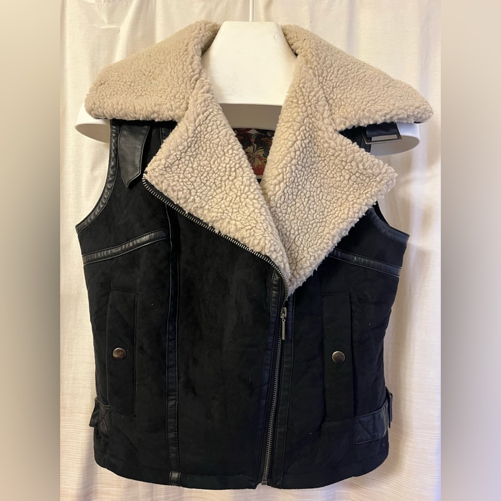 Shearling moto vest vintage style